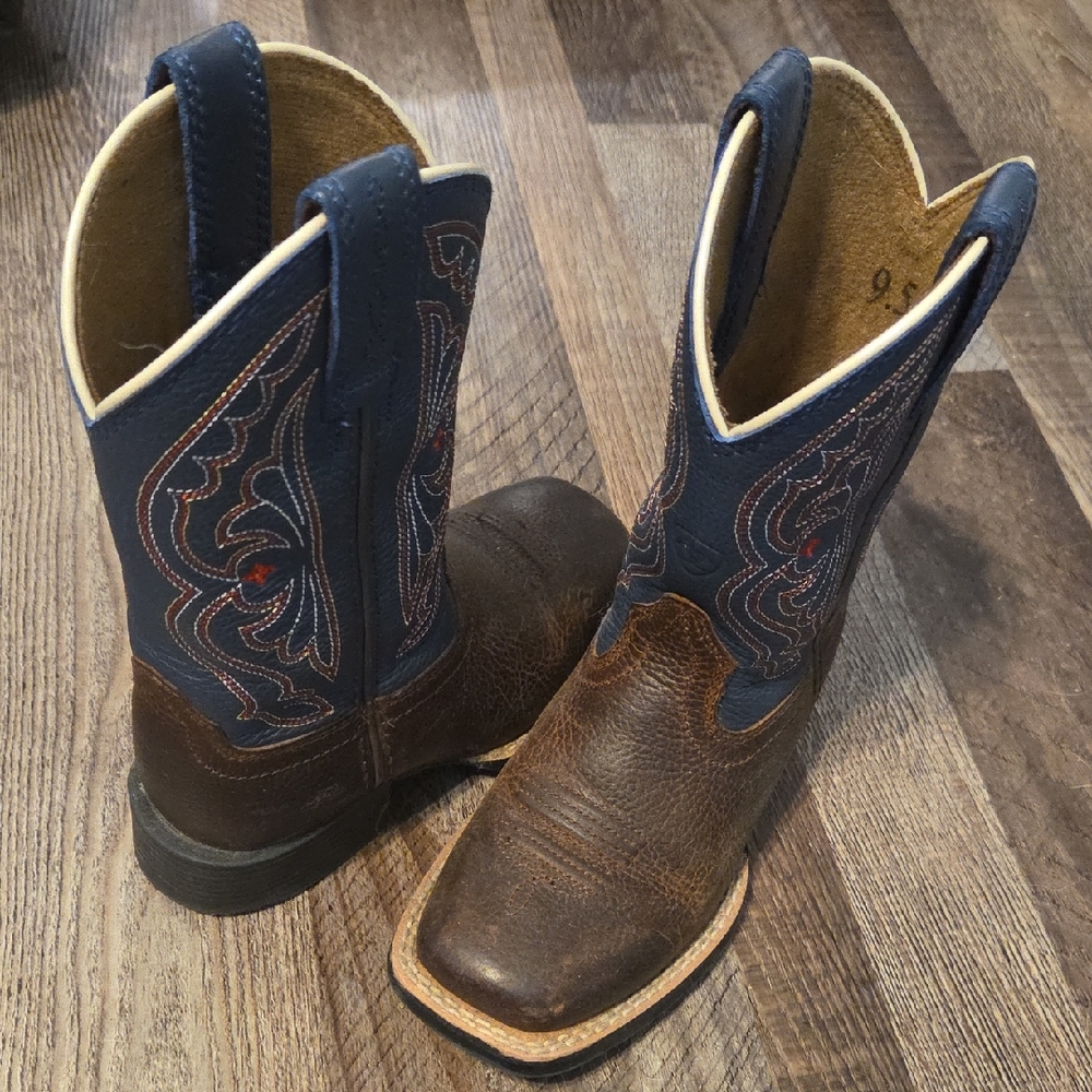 Kids Western Cowboy Boots - Brown and Blue